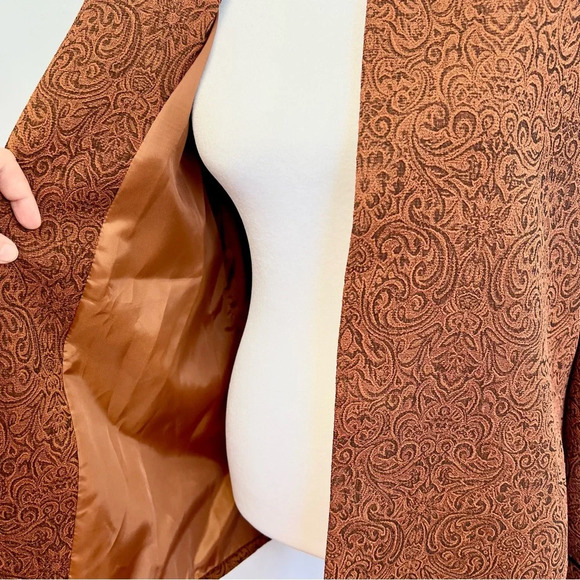 Drapers And Damons Rust Orange Floral Paisley Open Front Blazer Jacket Size 14 - Picture 4 of 12